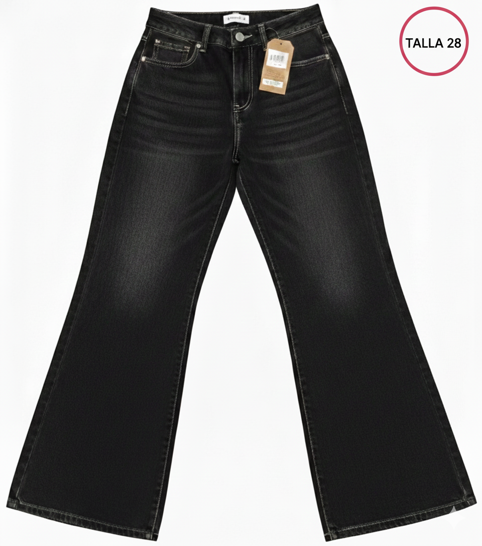 Jean de mujer semi oversize color negro - PANTALON