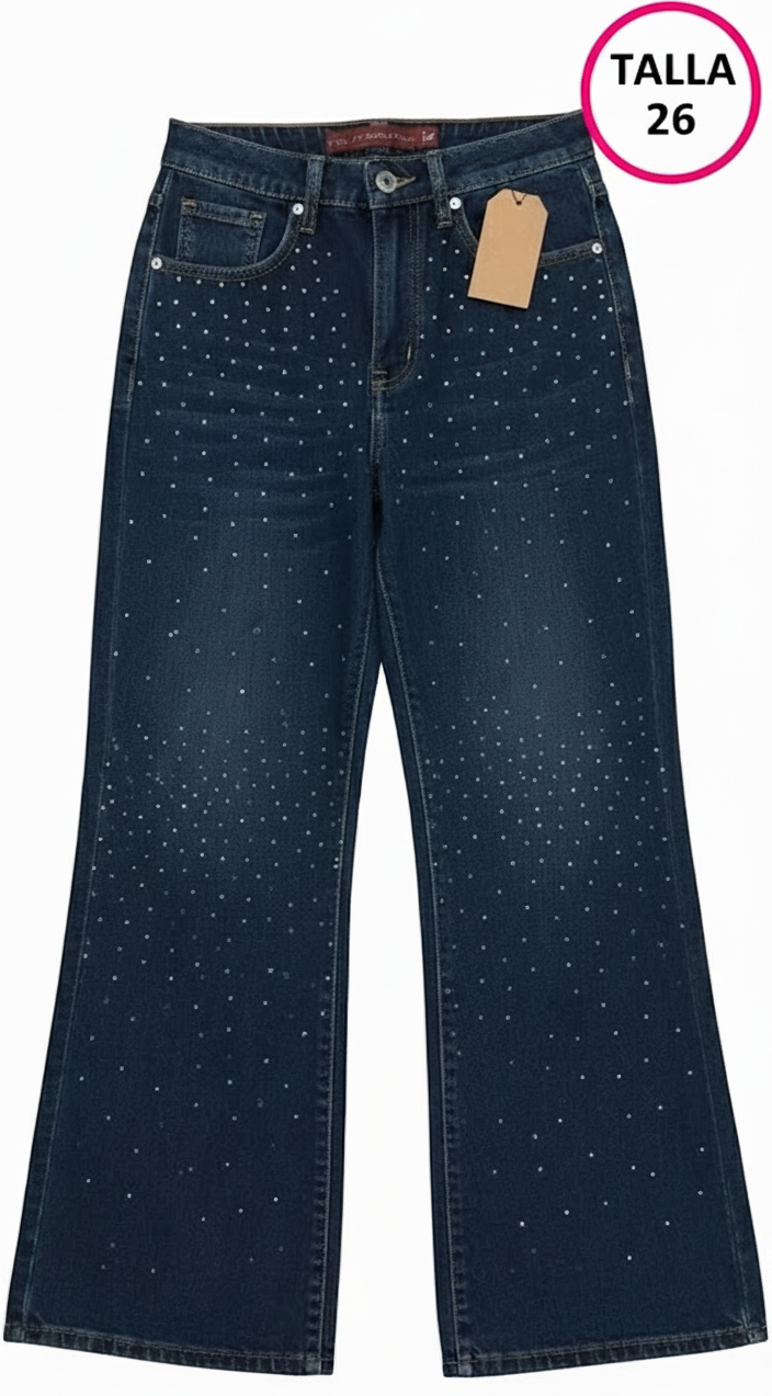 Jean Mujer semi oversize azul marino negreado - PANTALON