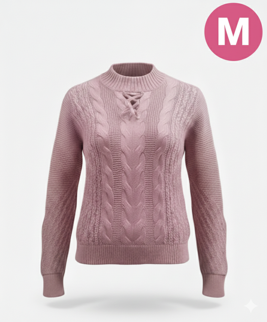 Chompa Trenzado Scarlet Lace - - rosa suave